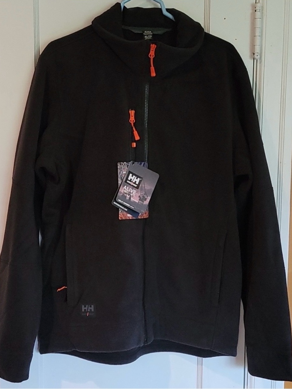 Helly Hansen Men’s Black Fleece Jacket with Orange Zipper Accents